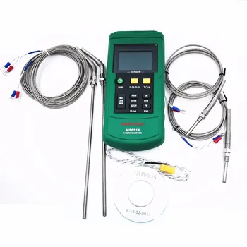 

MASTECH MS6514 Dual Channel Digital Thermometer + 2PCS 30mm and 2pcs 200mm K-type thermocouple temperature sensor probe 2 meter