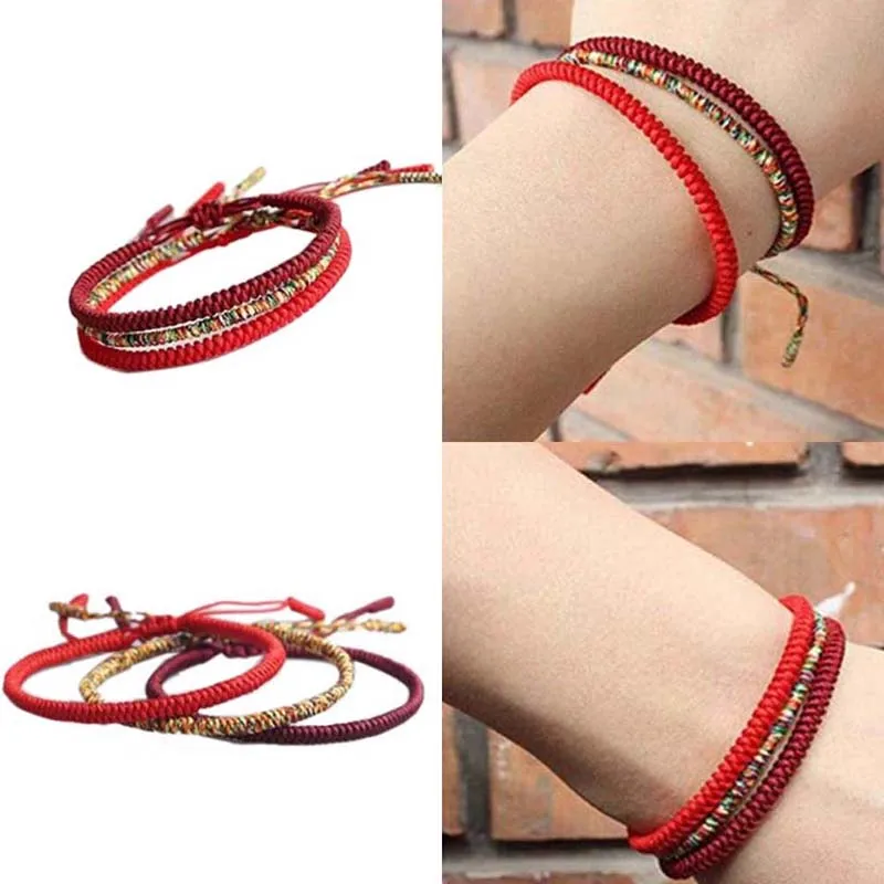 

Multi Color Tibetan Buddhist Good Lucky Charm Tibetan Bracelets & Bangles For Women Men Handmade Knots Rope Bracelet