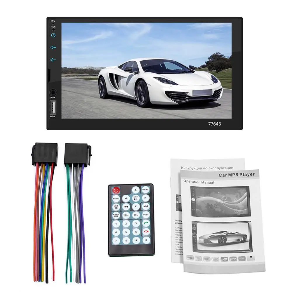 Частный завод 7764B Автомагнитола HD " сенсорный экран стерео 2 Din Bluetooth FM SD USB Aux вход Зеркало Ссылка Android Mp5 плеер - Цвет: Car Radio Only