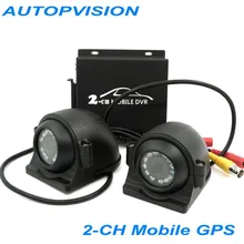 Mini 10 v-32 в пост CCTV 2 канальный мобильный такси безопасности автомобиля DVR обнаружения движения 2Ch аудио I/O сигнал тревоги в реальном времени с 2 шт. камера