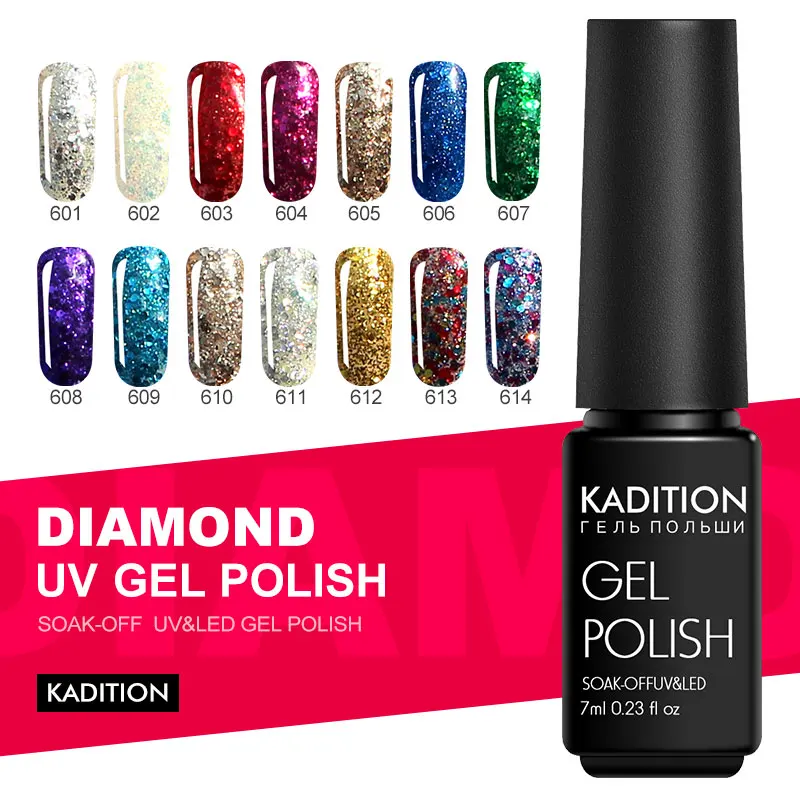 

KADITION 7ML Manicure 3D Diamond Glitter Nail Gel UV LED Nail Art Shiny Soak Off Gel Varnish Enamel Semi Permanent Nail Polish