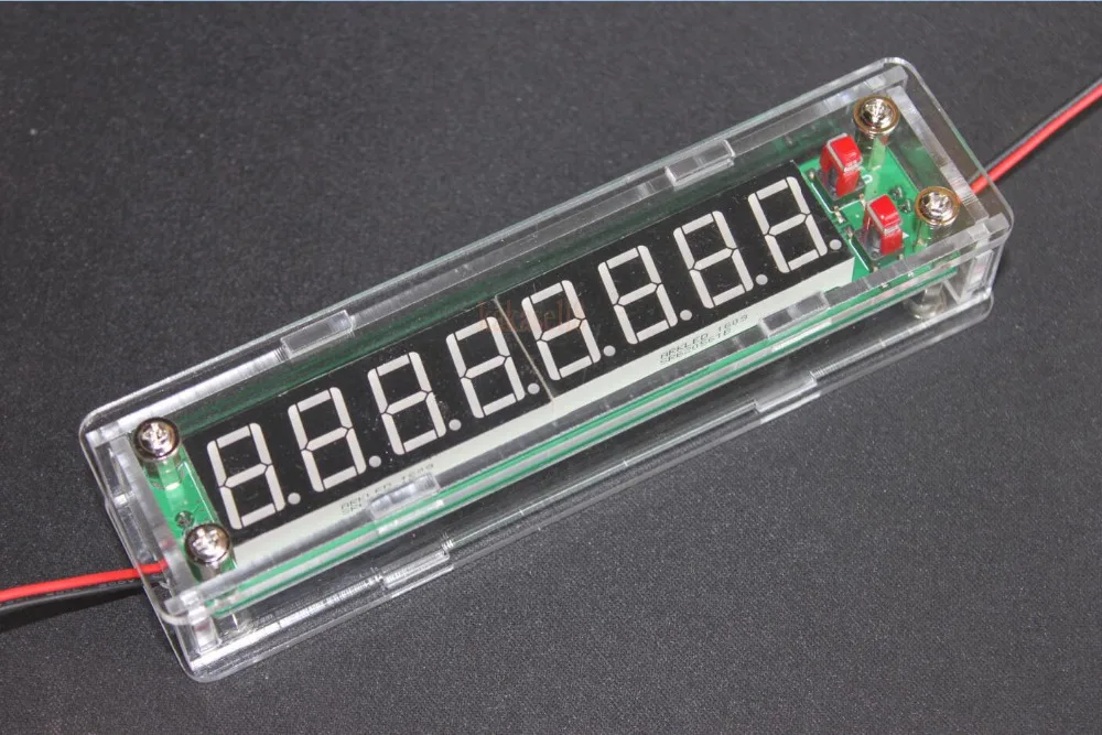 

DC 9-15V Blue Digital Cymometer RF Signal 8 Digits 0.56"LED 0.1MHz~60MHz 20MHz~2.4GHz Frequency Counter with Transparent shell
