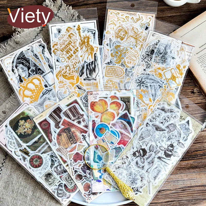 

60 Pcs/Bag Vintage European travel Washi paper sticker DIY diary planner decorative sticker album scrapbook stationery