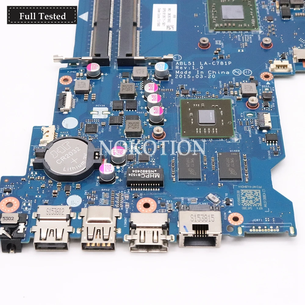 NOKOTION ABL51 LA-C781P 813971-501 813971-001 اللوحة الرئيسية ل HP 15-AF اللوحة المحمول غيفورسي HD8600 2 GB GPU A8-7410 CPU DDR3