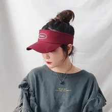 Бейсболка унисекс в Корейском стиле с вышитыми буквами, Пустой Топ, Однотонный Регулируемый спортивный открытый пляжный солнцезащитный козырек, шляпа 7 цветов