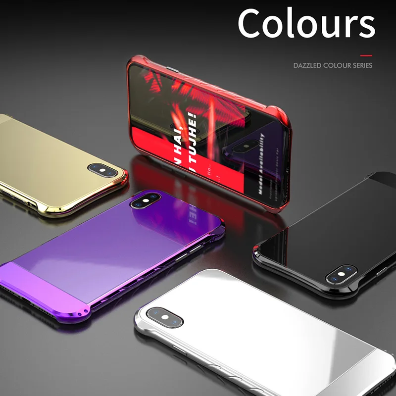 Яркий Цвет чехол для телефона iPhone X Case противоударный металлический Алюминий
