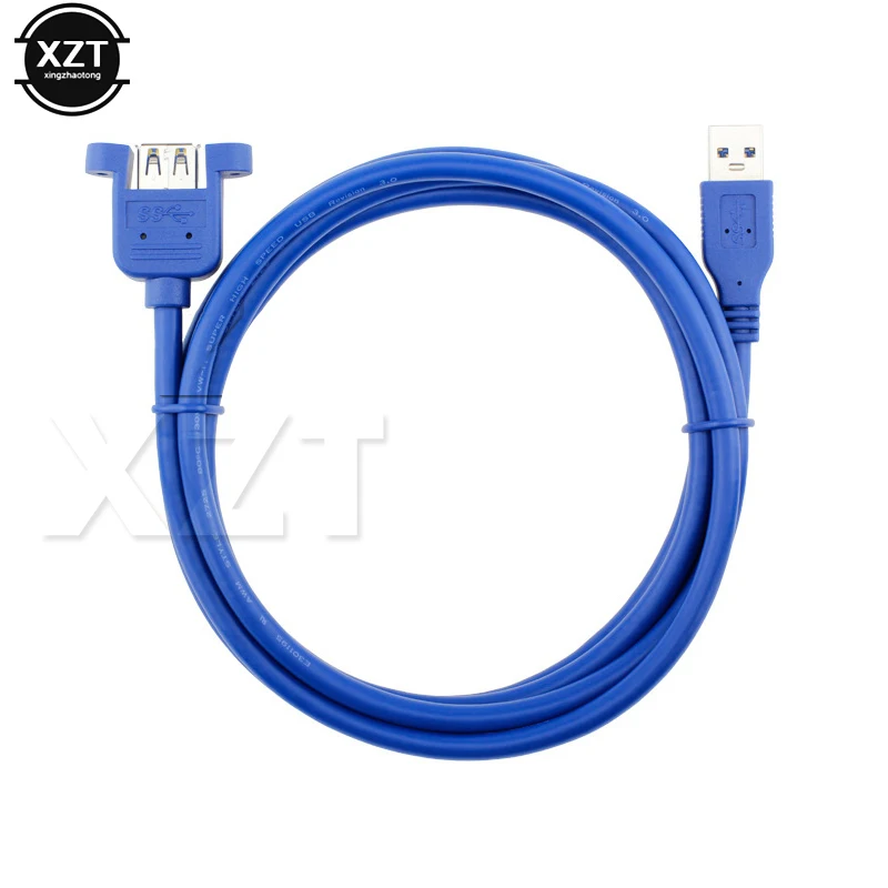 

Hot Sale 50cm USB3.0 male to female extension cable with screw hole Can Lock Panel Mount Cable for PC Laptop