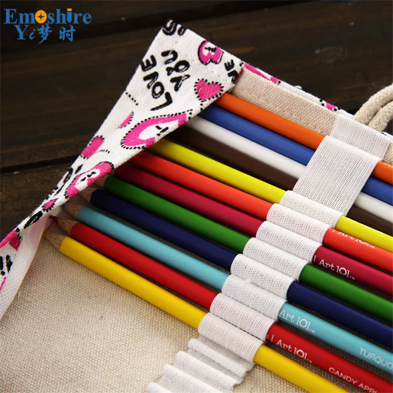 Emoshire New love candy color canvas curtain student pencil wholesale pencil stationery storage simple stationery bag (3)