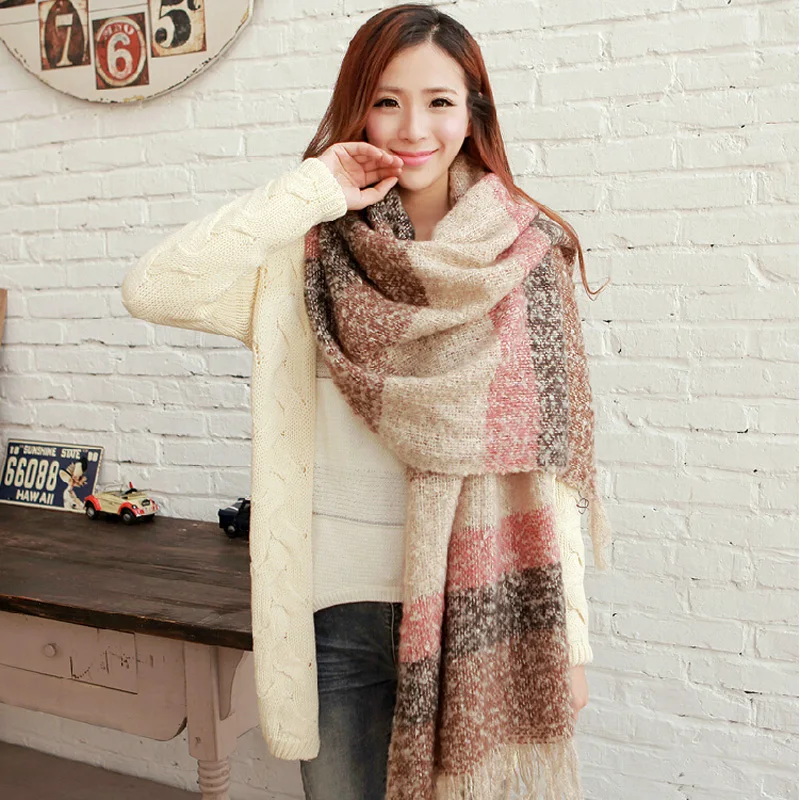 SELLWORLDER 2017 Women Winter Mohair Scarf Long Size Warm Fashion Scarves & Wraps For Lady Casual Patchwork Accessories SELLWORLDER 2017 Women Winter Mohair Scarf Long Size Warm Fashion Scarves & Wraps For Lady Casual Patchwork Accessories