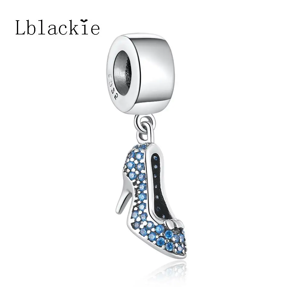 

Authentic 925 Sterling Silver Cinderella Sparkling Slipper Dangle Charm, CZ Crystal Fit Pandora Bracelet Bangle DIY Jewelry