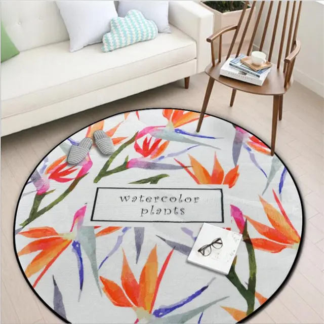 Korean Style Soft Polyester Design Round Carpets For Living Room