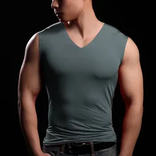 2 шт. мужские вискоза ice s i l k хлопок облегающие бесшовные жилетка без рукавов облегающая фитнес одноцветное широкие плечи размер плюс фитнес жилет