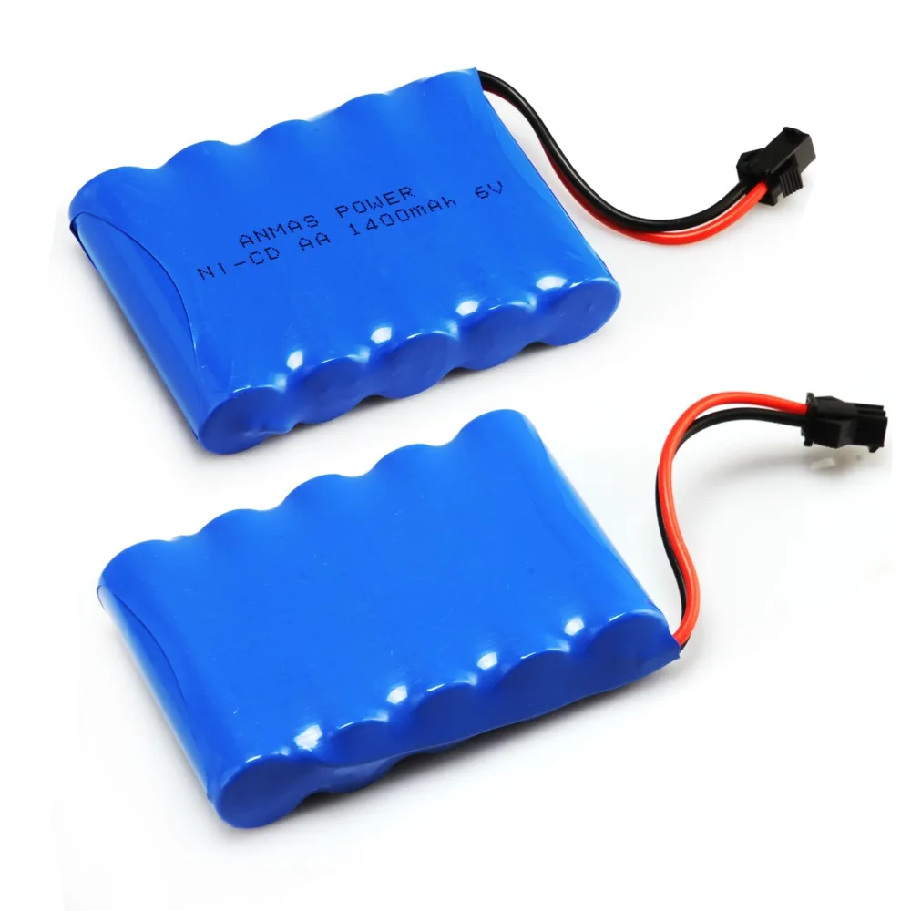 

Anmas Power 2 Pack Rechargeable Batteries Ni-Cd 6V 1400mAh RC Toy Car SM 2Pin Plug Battery