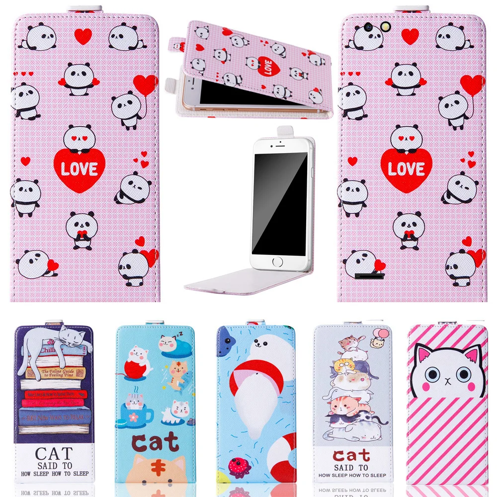 Fashion Cartoon vertical up and down Stand Flip PU Leather Cover Plastic Back With Card Holders For ZTE BLADE A6 MAX Case | Мобильные