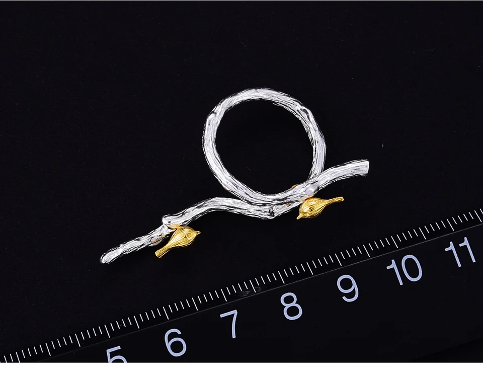 Lotus Fun реальные 925 серебро ручной работы Ювелирные украшения птица на ветке комплект ювелирных изделий с Открытое кольцо кулон Neckace
