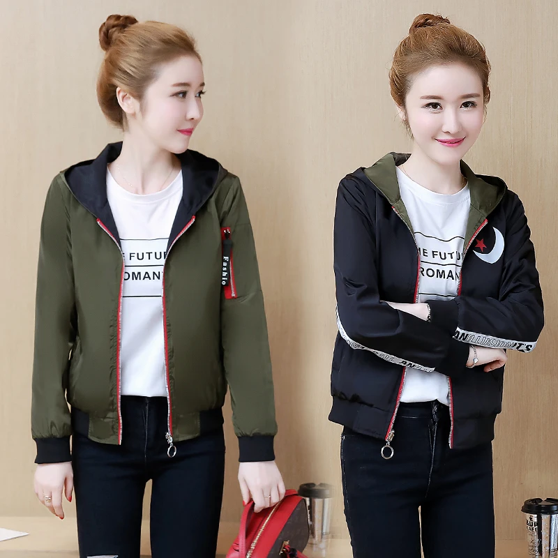 Short hoodies coat female spring autumn new spring plus size jacket women's small jacket double-faced short bomber jackets women