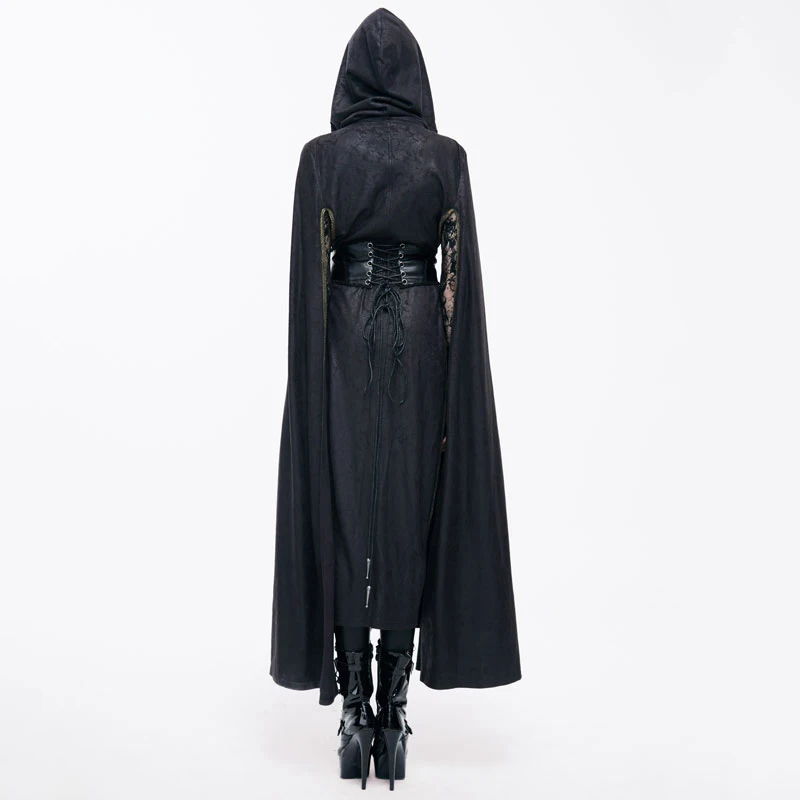 Накидка с капюшоном в стиле ретро|trench long|long trenchcoat trench |