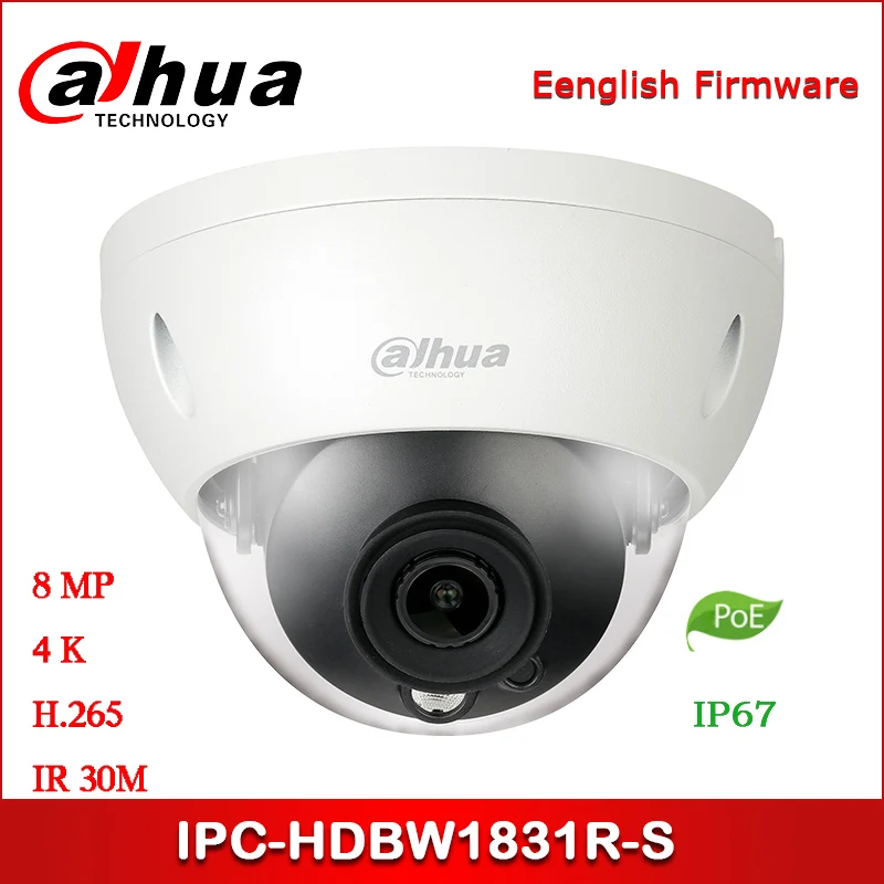 Dahua IP камера 8MP IPC-HDBW1831R-S камера безопасности WDR ИК купольная сетевая камера