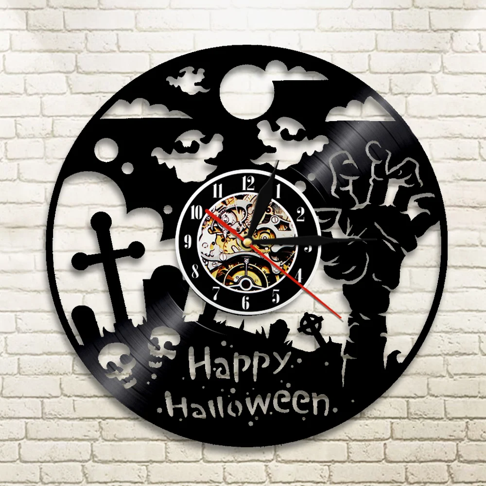 1Piece Happy Halloween Wall Clock Vinyl Record LP Clock Halloween Party