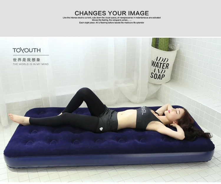 Student air mattress single double air mattress flocking honeycomb inflatable bed Outdoor inflatable bed foldable (12)