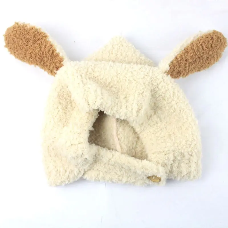 Зимняя уплотненная Защитная крышка из искусственного флиса для новорожденных, милый длинный кролик, ушам теплее, контрастный цвет, Шапка-бини