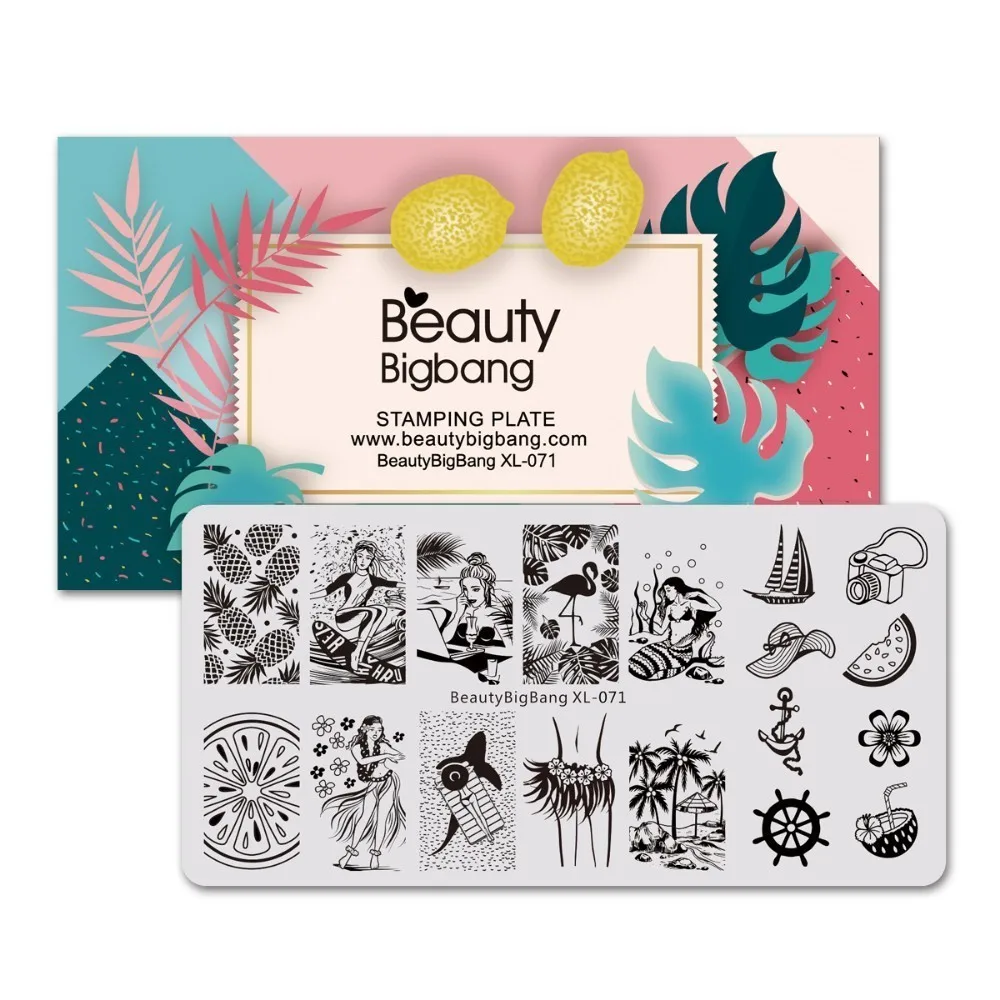 BeautyBigBang Nail Stamping Plates NEW 6*12cm Nail Art Plate Cute Panda Pattern Rectangle Stamp For Nail Polish BBB XL-014 - Цвет: 71