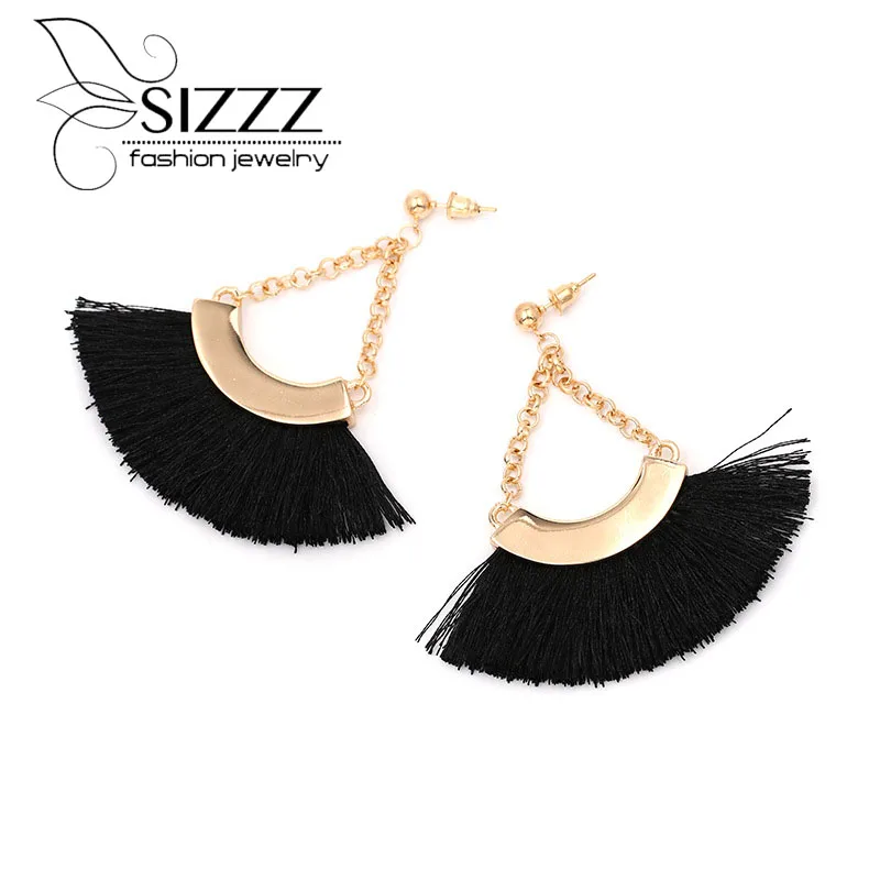 

SIZZZ 6.5CM High/6.5CM Wide Hot Selling Tassel Earrings Letter C-shaped Alloy Earrings European And American Style Drop Earrings