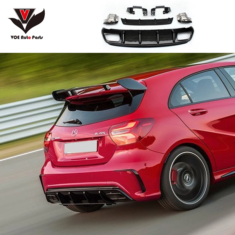 W176 ABS Пластик A45 рассеиватель AMG с 4 Выпускной советы для Mercedes Benz A class Sport Edition A180 A200