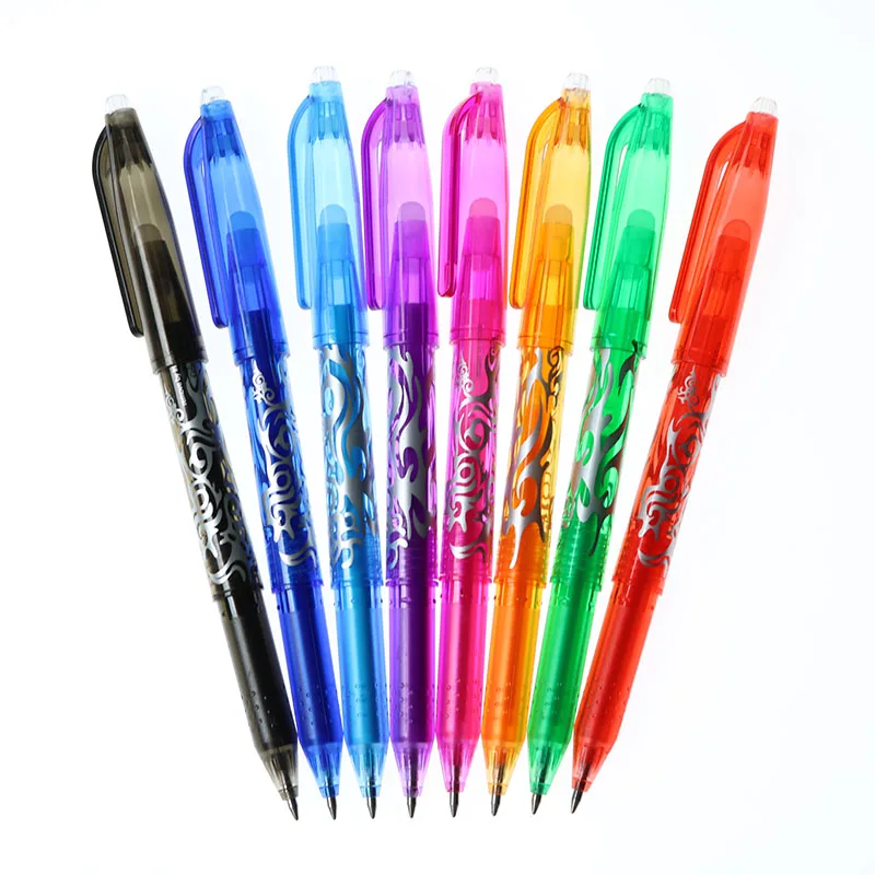 8pcs Rainbow Magic Erasable Pen 0.5mm Refill Plastic Shell 8 Colors Can