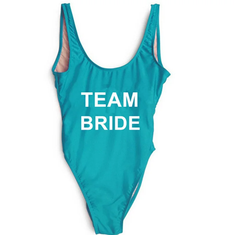 2017 TEAM BRIDE Funny Letters One Piece Swimsuits Women Sexy Monokini