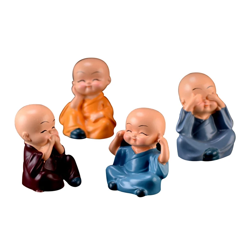 

4Pcs/Set Little Cute KongFu Monk Car Interior Decoration Ornament For Car Home Decor Gift Dolls Car Styling Accessories