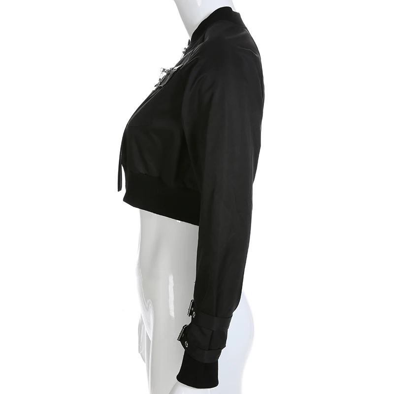 wonderful  Sweetown Cropped Bomber Coats And Jackets Women Autumn 2018 Long Sleeve Chaqueta Mujer Streetwear B