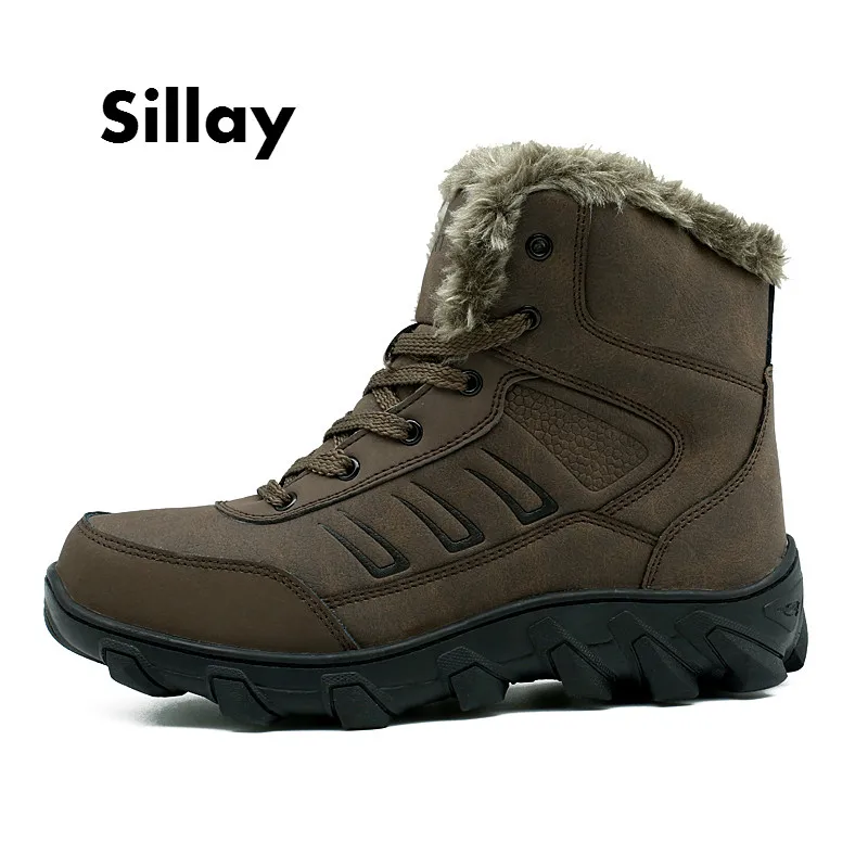 

Men Winter Boots 2018 Top Quality Leather Hunting Snow Boots Men Boots Cow Leather Shoes Super Warm Winter Shoes Big Size 39-48