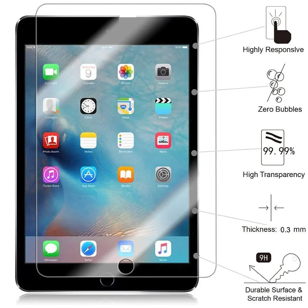 Ascromy Tempered Glass Screen Protector for Apple iPad Mini 4 1 2 3 Air Mini2 Mini3 Mini4 verre tremp Protection Screenprotector (6)