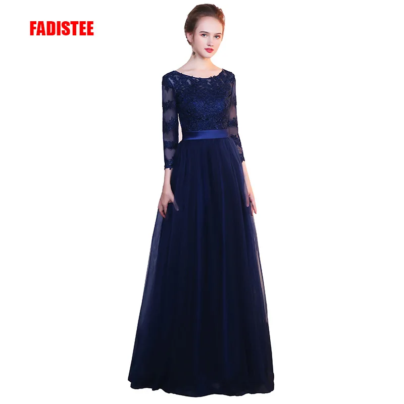 

FADISTEE New arrival elegant party evening full sleeves prom dresses Vestido de Festa A-line appliques lace style dress