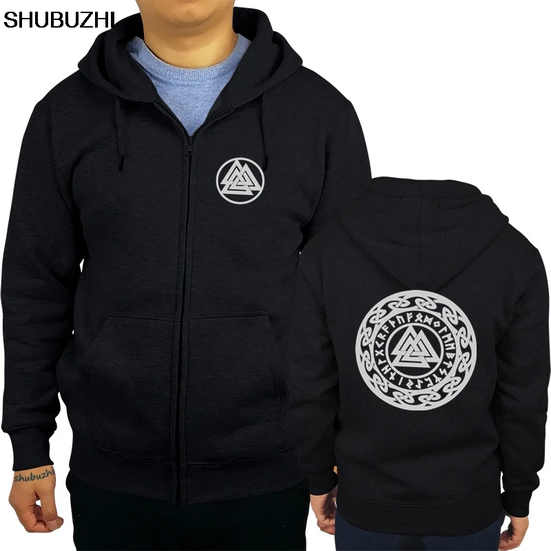 

Valknut with runes hoody, Asatru pagan Germanic mystic symbol sic colours Cool Casual pride hoody men Unisex sbz1390
