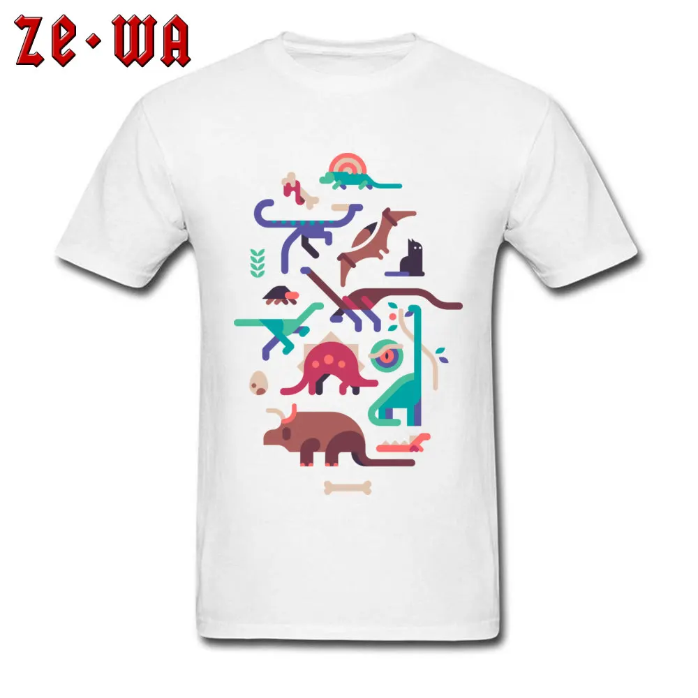 Coupons Dinos and a cat Normal Short Sleeve Top T-shirts Father Day Crew Neck 100% Cotton Tops Tees for Boys Tees Printing Dinos and a cat white