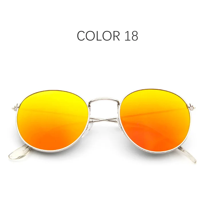 Color 18 Винтажные Круглые Солнцезащитные очки для женщин, фирменный дизайн, солнцезащитные очки для мужчин, Ретро стиль, маленькие металлические черные солнцезащитные очки для женщин, очки 3447 - Цвет линз: Color 18