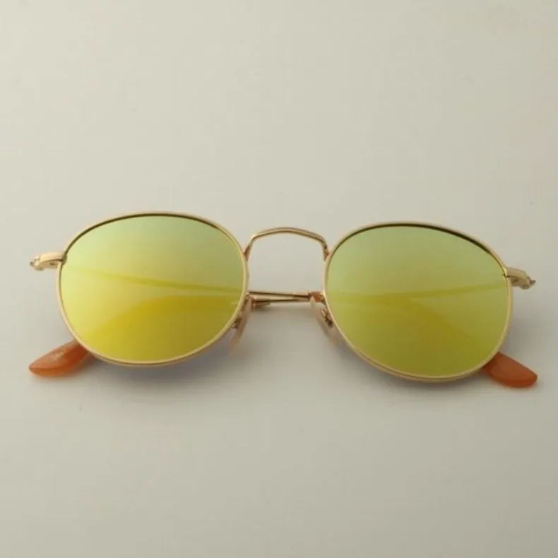 Круглые поляризационные солнцезащитные очки для женщин и мужчин, ретро бренд, дизайнерские солнцезащитные очки для женщин и мужчин, UV400, зеркальные очки Oculos De Sol - Цвет линз: gold yellow mirror