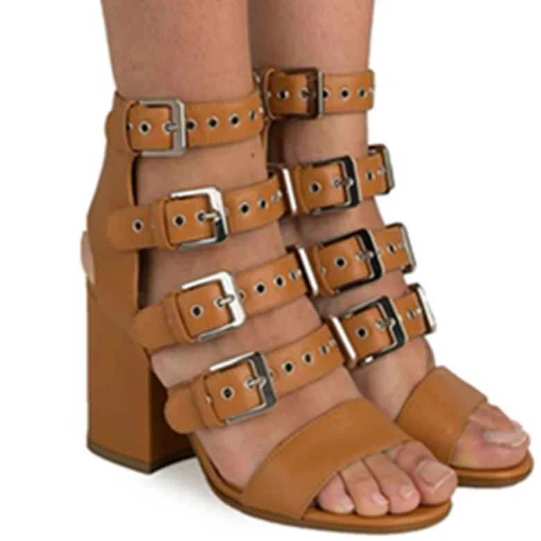 

New Arrival Brand Fashion Women Peep Toes High Heels Plus Size 35-42 Shoes Ladies Summer Buckle Strap Casual Sandals
