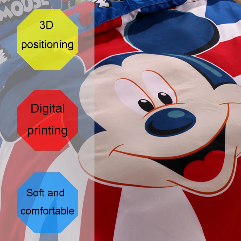  Disney Mickey Mouse Kids Bed Bedding Sets Cartoon Girls Duvet Cover Bedclothes Pillowcase Sheet 4PC