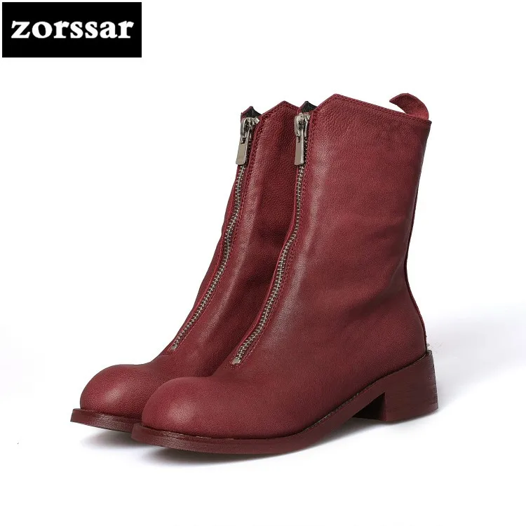 {Zorssar} 2018 New Genuine Leather low heel ankle boots Women snow boots winter shoes zapatos mujer botas invierno Big Size 43 {Zorssar} 2018 New Genuine Leather low heel ankle boots Women snow boots winter shoes zapatos mujer botas invierno Big Size 43
