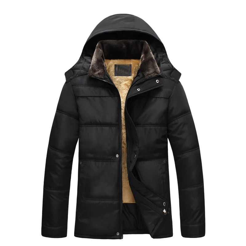New 2016 Men Winter Black Jacket Parka Warm Coat With Hood Mens Cotton Padded Jackets Coats Jaqueta Masculina Plus Size NSWT019