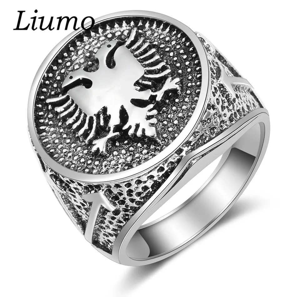 Мужское Винтажное кольцо Liumo серебряное в стиле хип-хоп из сплава с двойной