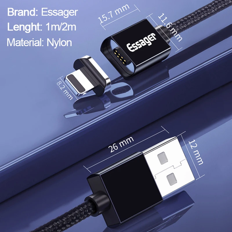 Магнитный кабель Essager для iPhone X Xr Xs Max зарядный usb 8 7 6 6s 5 4 зарядки|Кабели мобильных