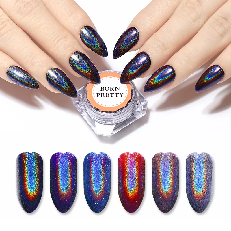 

1 Box BORN PRETTY Purple Holographic Nail Glitter Laser Mirror Nail Art Pigment Powder Dust Nail Art Decoration