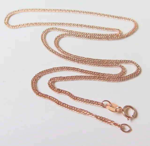 Pure 18K Rose Gold Necklace Special 1.7mm Curb Link Chain Necklace 17 ...