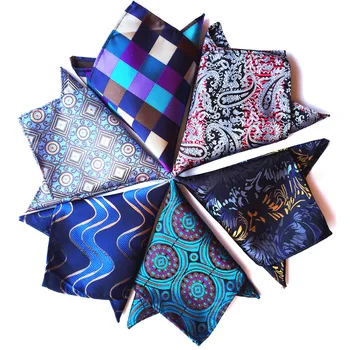 

SCST Brand Designer 2017 New Novelty Paisley Floral Print Blue Mens Silk Handkerchiefs For Men Pocket Square 25 Colors A063