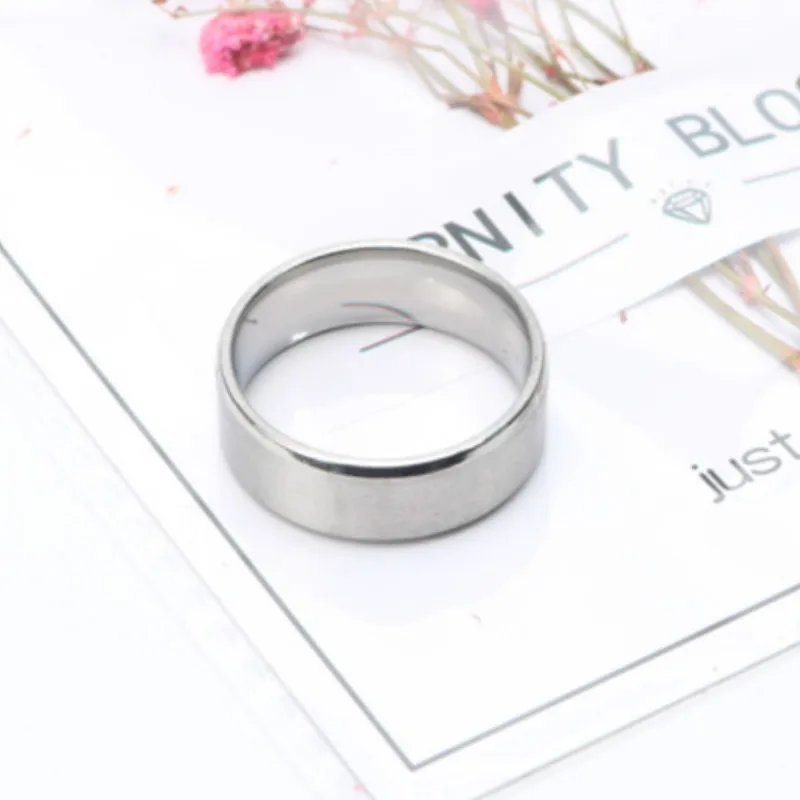 Simple Design Titanium Band Brushed Wedding Ring Silver Gold Black Color Rings Solid Glossy Stainless Steel Ring for Women Men