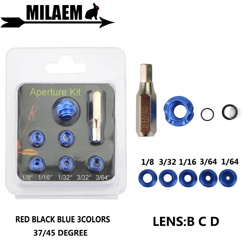  1Set Archery Compound Bow Peep Sight 45/37 Degree With 5pcs Inner Core Clarifier Lens Aperture Kit 